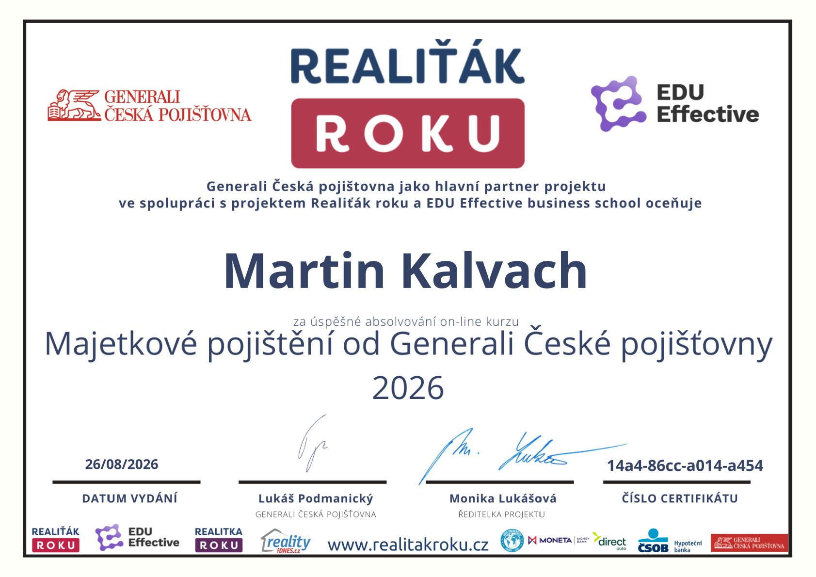 Majetkov&eacute; poji&scaron;těn&iacute; od Generali Česk&eacute; poji&scaron;ťovny &ndash; Martin Kalvach